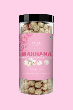 Himalayan Salt & Pepper Flavoured Makhana – Lightly Spiced & Crunchy Snack (90g Jar)