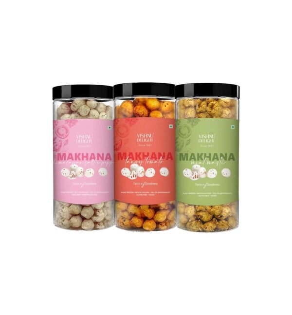 Organic Makhana Combo – Himalayan Salt, Tangy Tomato & Mint Masti