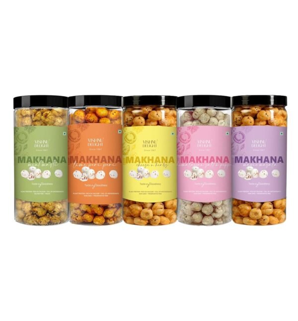 Makhana Combo Pack – 5 Flavours | Healthy & Crunchy Snack (5 x 90g)