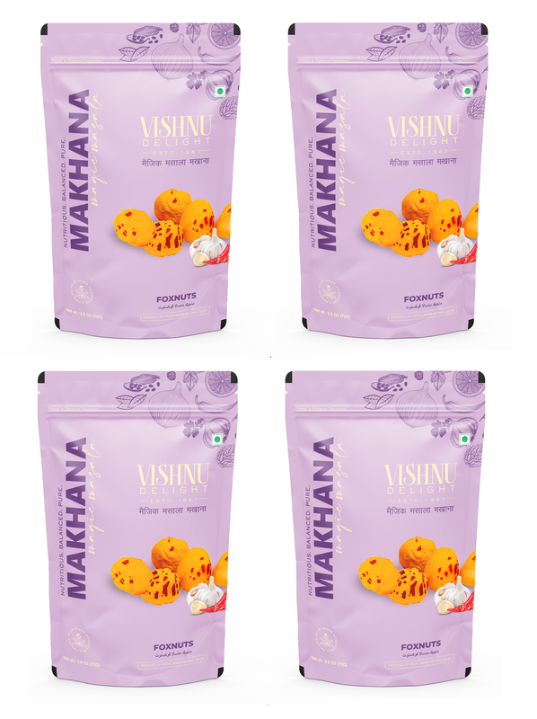 Vishnu Delight Roasted Makhana Magic Masala 60g – Pack of 4