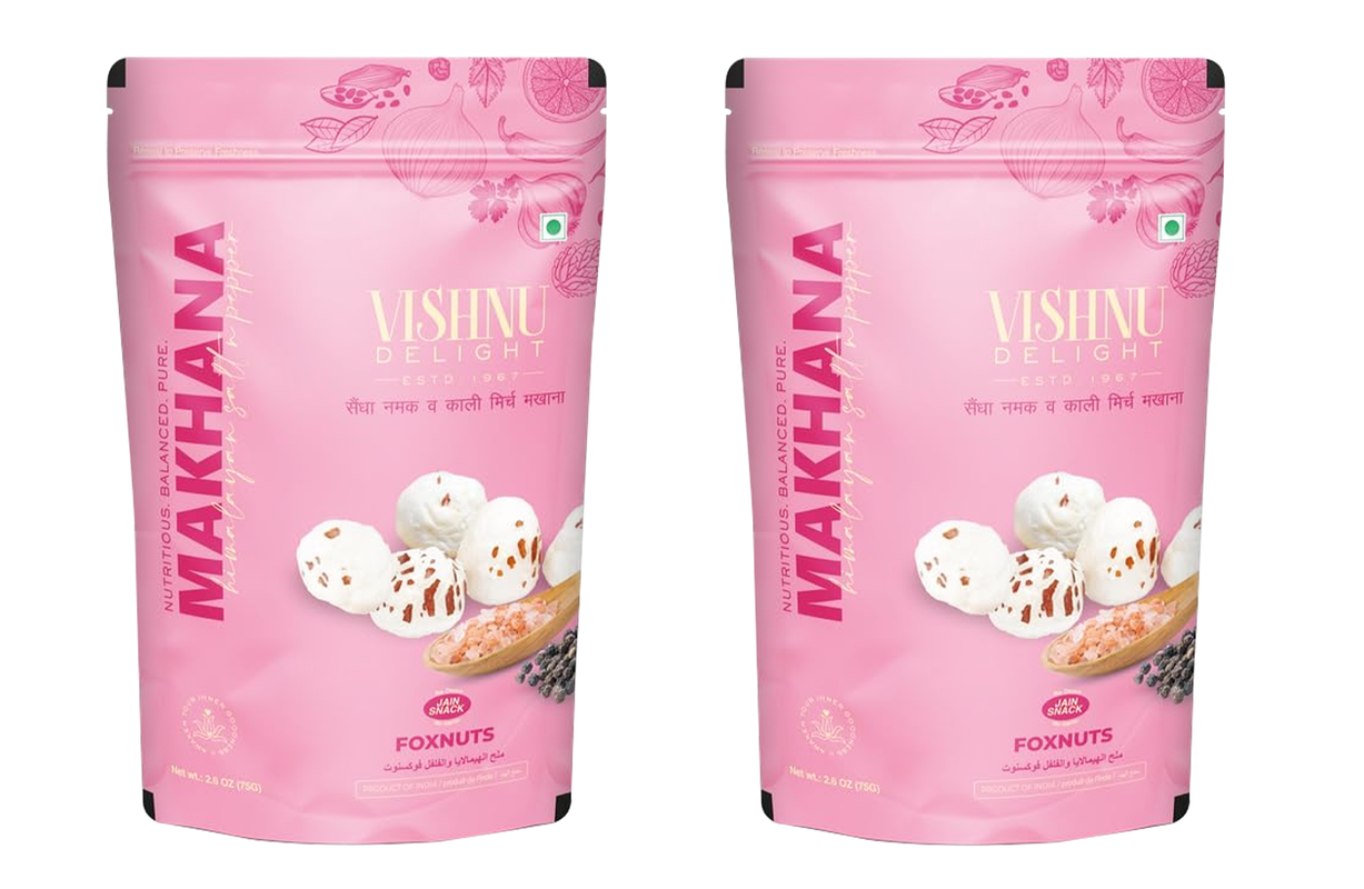 Roasted Makhana Himalayan Salt & Pepper 60g – Pack of 2